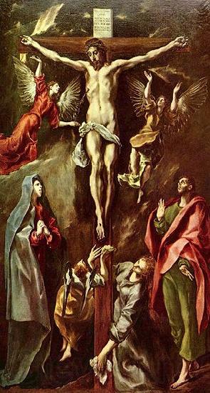 El Greco Christus am Kreuz, mit Maria, Johannes und Maria Magdalena Spain oil painting art